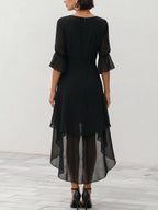 Asymmetric Layered Chiffon Hem Midi Dress