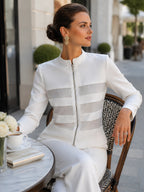 Zip Front Sheer Panel Tailored Jacket