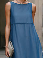 Sheer Layered Chiffon Midi Dress