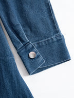 Elegant Zippered Belted Denim Midi Dress