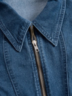 Elegant Zippered Belted Denim Midi Dress