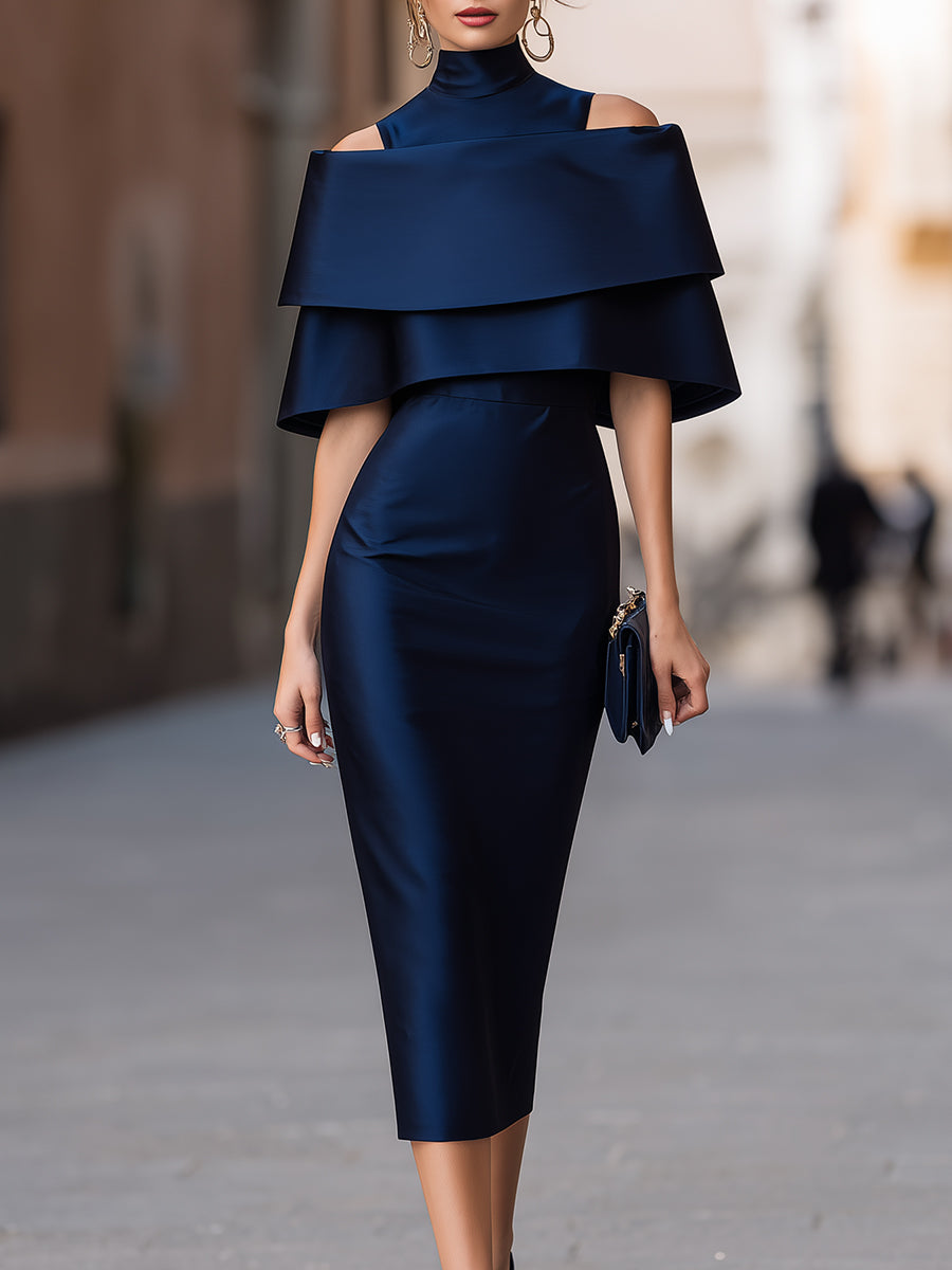 Off-Shoulder Layered Midi Dress