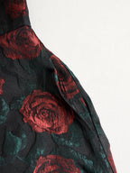 Elegant Jacquard Rose Print Midi Dress