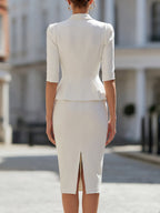 Tailored Peplum Blazer & Sleek Slip Midi Dress Set