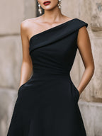 Elegant One-Shoulder A-Line Cocktail Dress