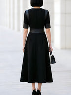 Zip Front Structured Midi Dress