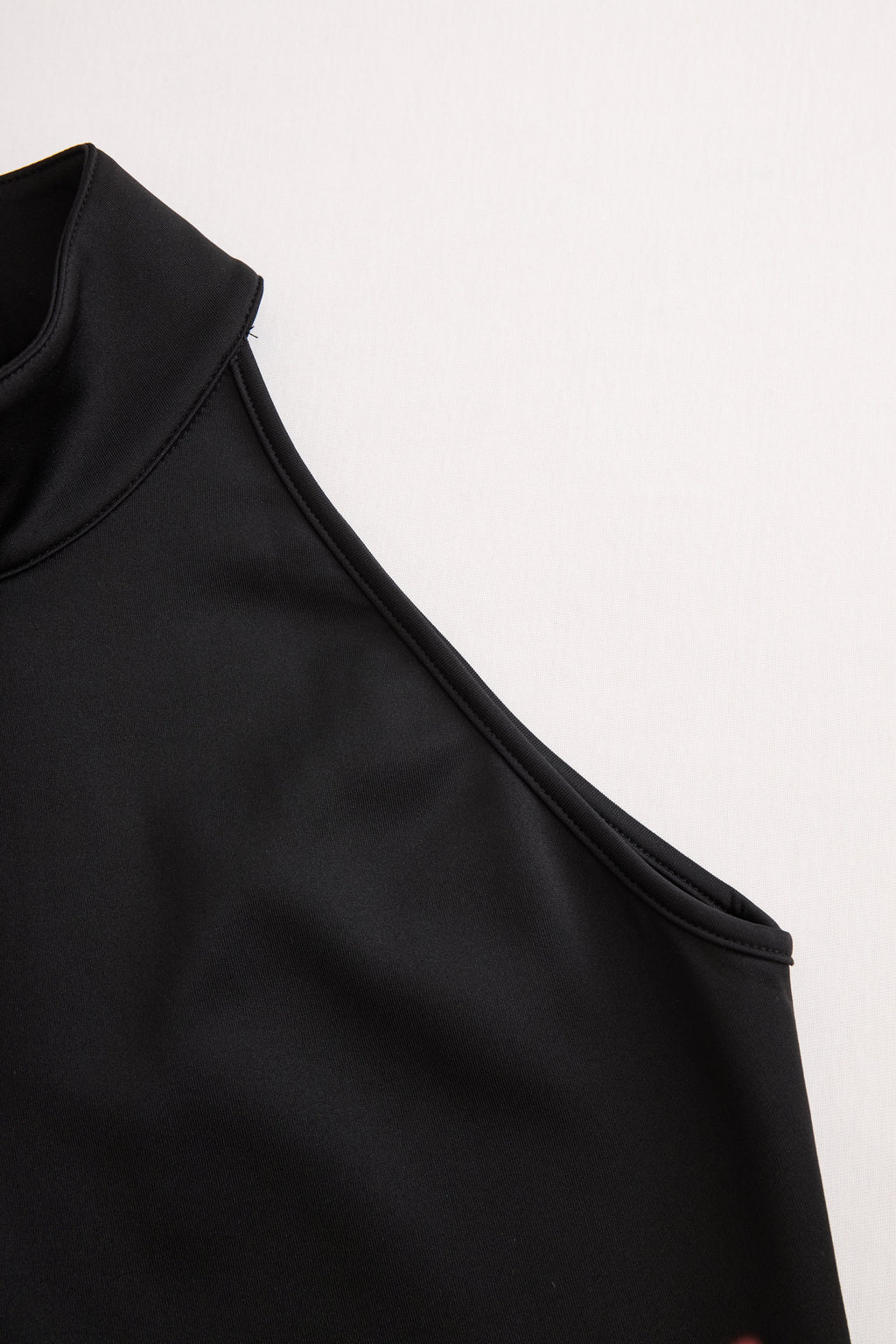 Elegant Black and White High Neck Midi Dress